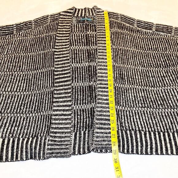 Alice + Olivia Nera Ribbed Cardigan Wool Blend Black White Oversized Cozy Chik - Picture 5 of 7